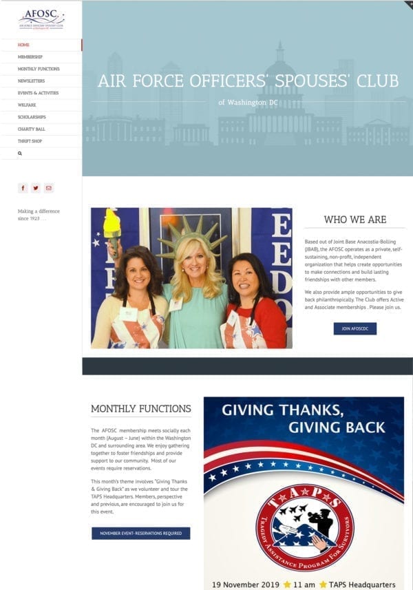 ScreenShot of Home page AFOSCDC.com