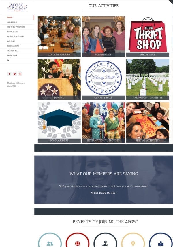 screenshot of AFOSCDC home page showing gallery